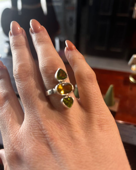 Sterling Silver 925 Ring | Peridot and Citrine