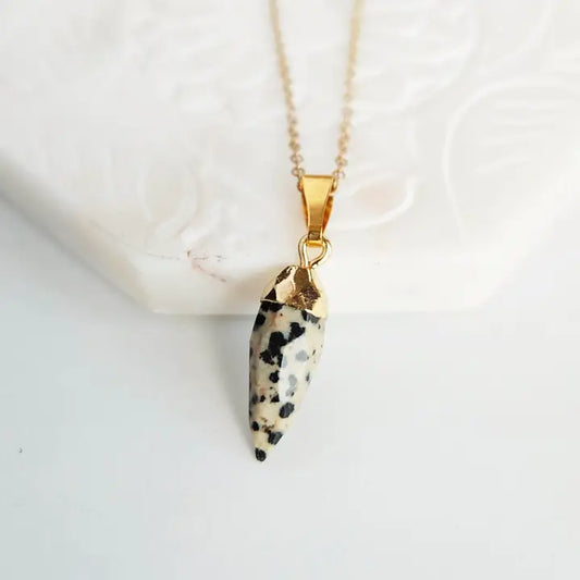 Dalmatian Jasper Spike Necklace