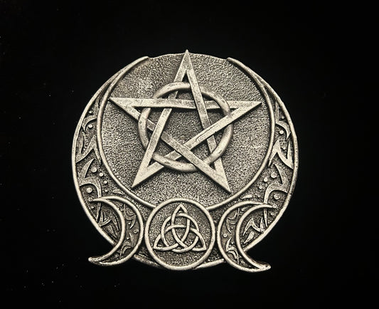 Moon, Pentacle & Triquetra Resin Incense Holder