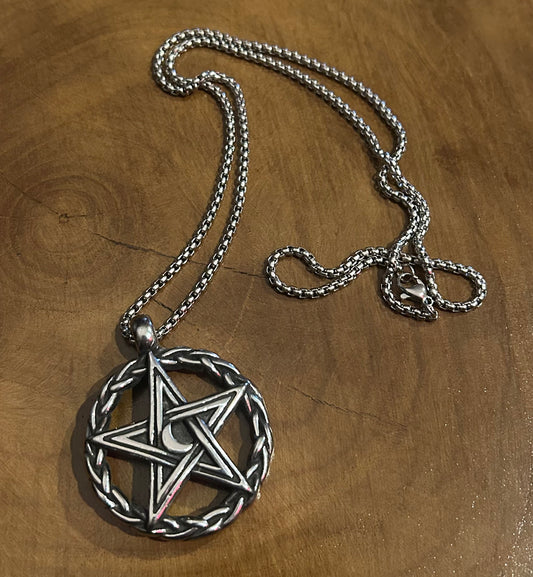Hollow Moon Pentagram Pendant