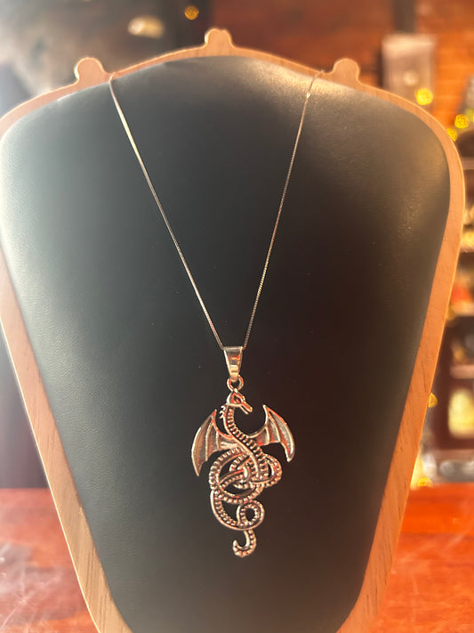Knot Tail Dragon Necklace | Sterling Silver